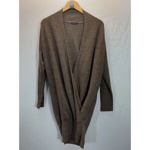 Anntarah Sweater Women S Brown Baby Alpaca Wool Wrap Front Mini dress